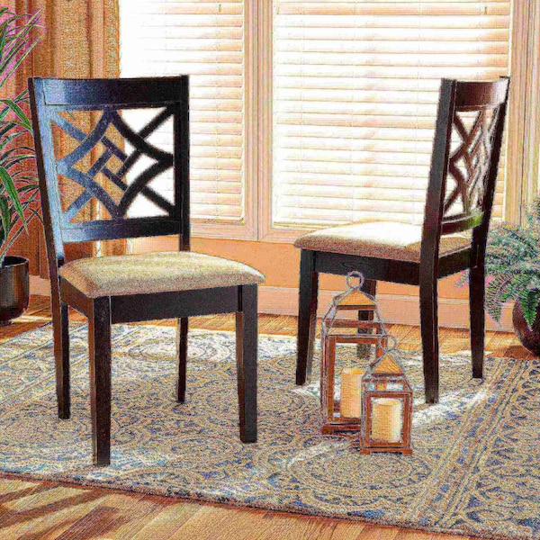 Baxton Studio Nicolette Modern and Contemporary Sand Fabric and Dark Brown Finished Wood 2-Piece Dining Chair Set - 176-11386-ZORO