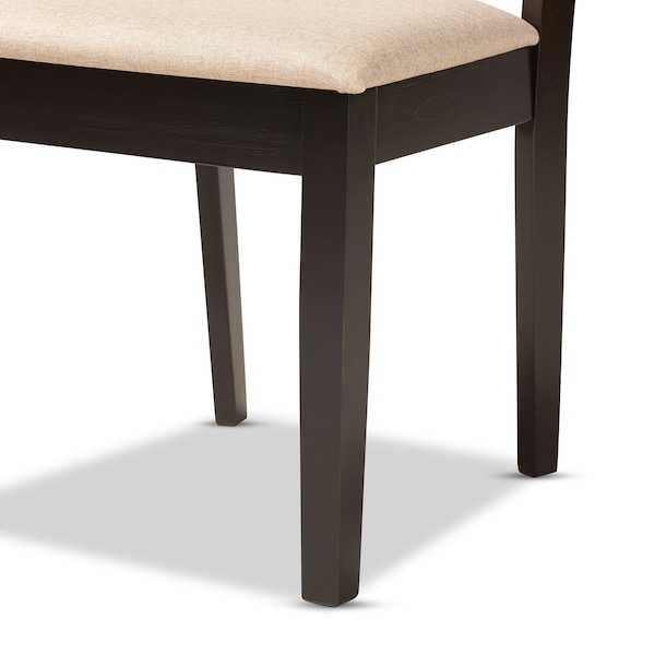 Baxton Studio Nicolette Modern and Contemporary Sand Fabric and Dark Brown Finished Wood 2-Piece Dining Chair Set - 176-11386-ZORO
