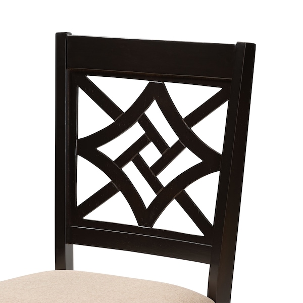 Baxton Studio Nicolette Modern and Contemporary Sand Fabric and Dark Brown Finished Wood 2-Piece Dining Chair Set - 176-11386-ZORO