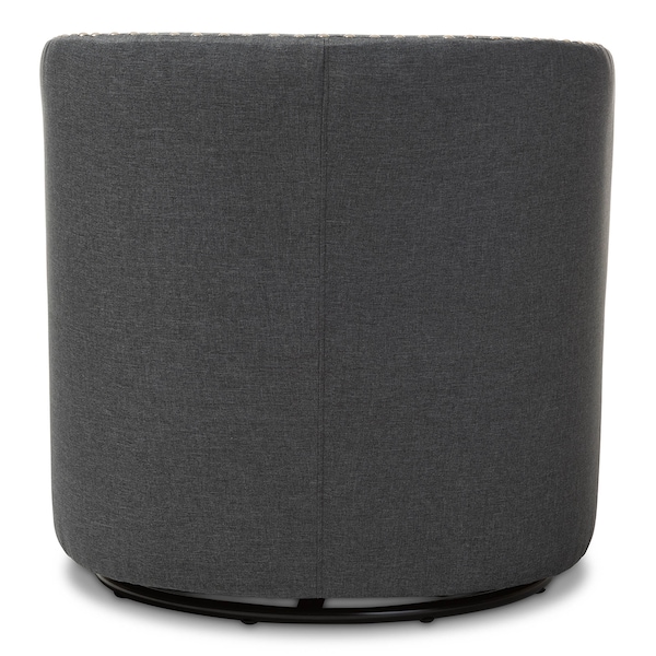 Baxton Studio Finley Mid-century Modern Grey Upholstered Swivel Armchair - 123-6951