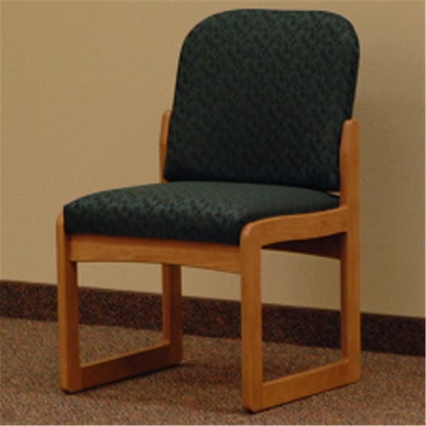 Wooden Mallet Prairie Armless Guest Chair in Medium Oak - Leaf Green - DW8-1MOLG