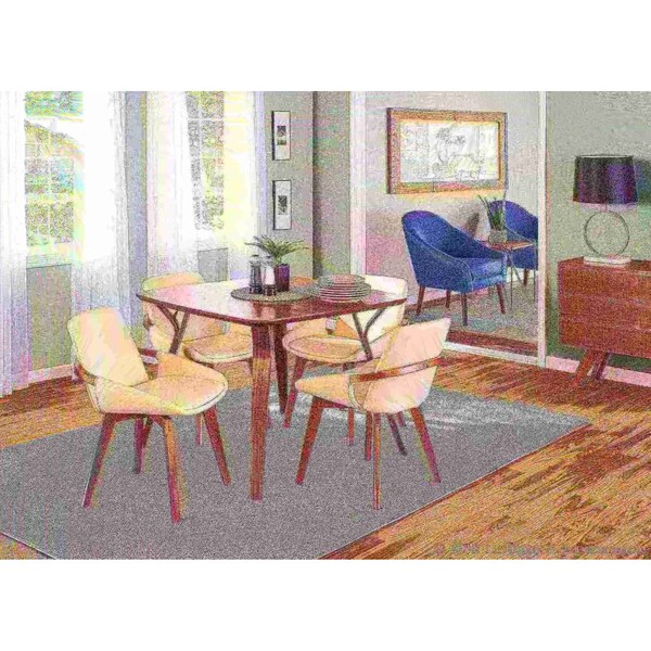 Lumisource Cosmo Chair in Walnut and Cream Faux Leather - CH-COSMO WL+CR