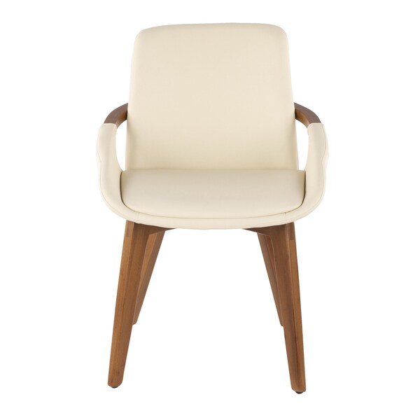 Lumisource Cosmo Chair in Walnut and Cream Faux Leather - CH-COSMO WL+CR