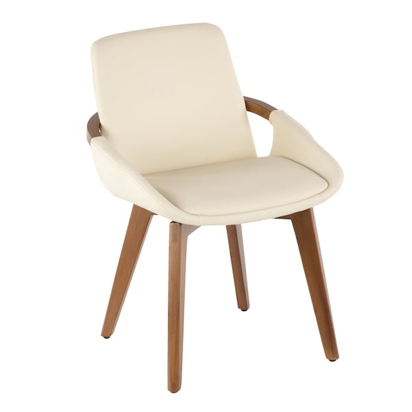 Lumisource Cosmo Chair in Walnut and Cream Faux Leather - CH-COSMO WL+CR