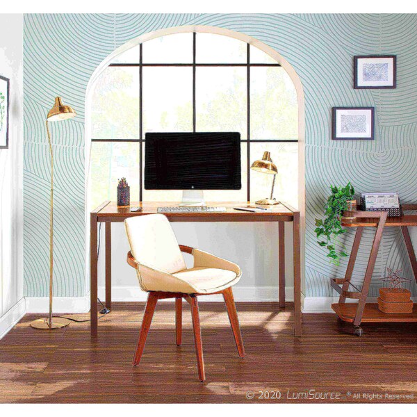 Lumisource Cosmo Chair in Walnut and Cream Faux Leather - CH-COSMO WL+CR