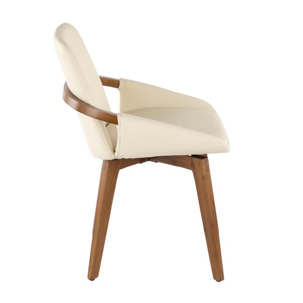 Lumisource Cosmo Chair in Walnut and Cream Faux Leather - CH-COSMO WL+CR