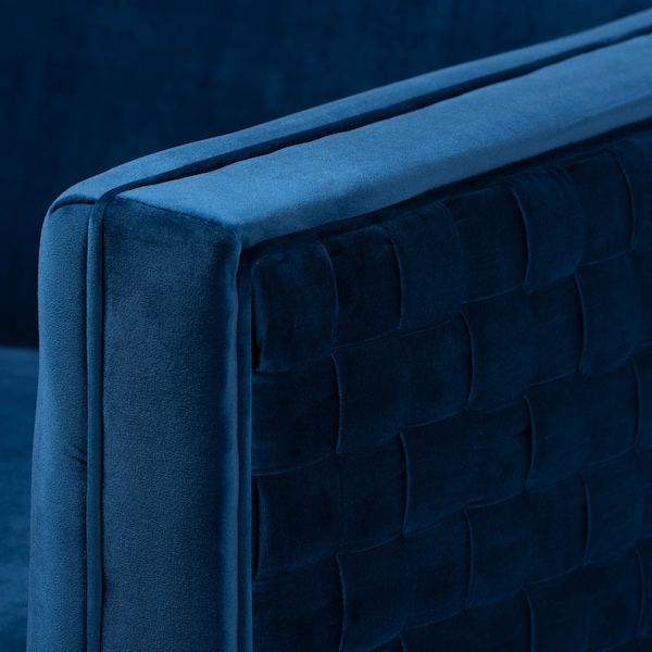 Baxton Studio Seraphin Navy Blue Velvet Upholstered Gold Finished Armchair - 157-9794