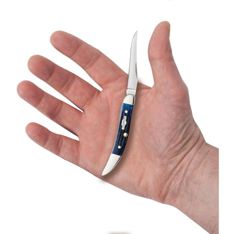 W. R. Case & Sons Cutlery Co Blue Bone Rogers Corn Cob Jig Small Texas Toothpick Pocket Knife - FI02804