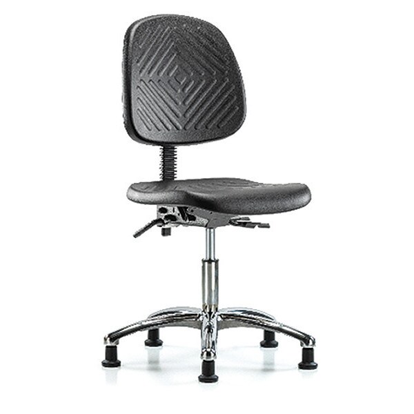 Blue Ridge Ergonomics Desk Chair Desk Chair, Med, Poly, Bk Chrm, Glides, No Arms, 17" to 22" Height, Black; Blue - BR-PDHCH-MB-CR-T0-A0-RG