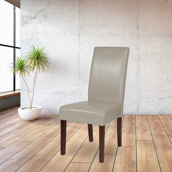 Flash Furniture Greenwich Series Beige Leather Parsons Chair - 2-QY-A37-9061-BGL-GG