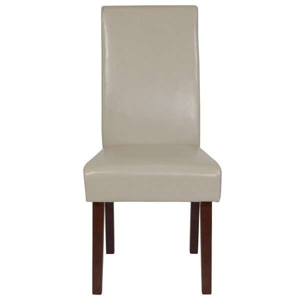 Flash Furniture Greenwich Series Beige Leather Parsons Chair - 2-QY-A37-9061-BGL-GG