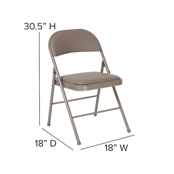 Flash Furniture HERCULES Series Double Braced Gray Vinyl Folding Chair - 4-HA-F003D-GY-GG