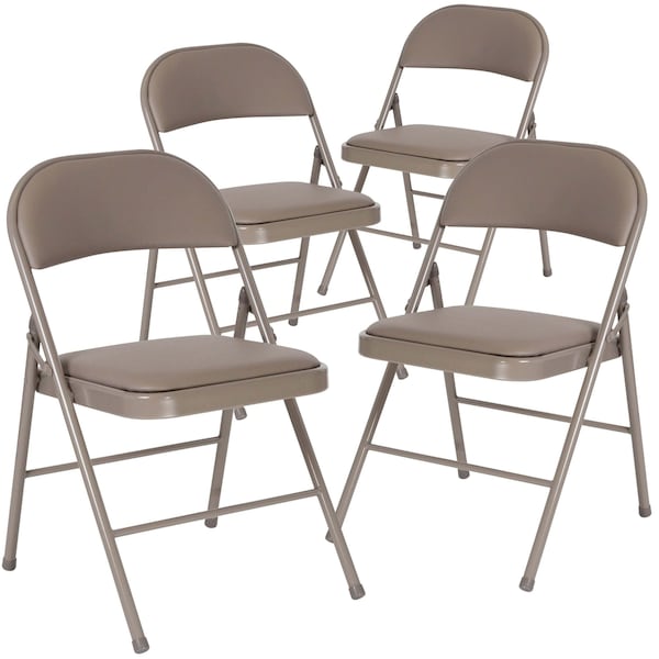 Flash Furniture HERCULES Series Double Braced Gray Vinyl Folding Chair - 4-HA-F003D-GY-GG