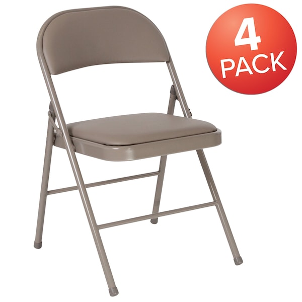 Flash Furniture HERCULES Series Double Braced Gray Vinyl Folding Chair - 4-HA-F003D-GY-GG