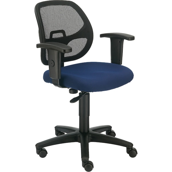 Global Industrial Mesh Back Office Chair with Arms, Fabric, Blue - 277436BL