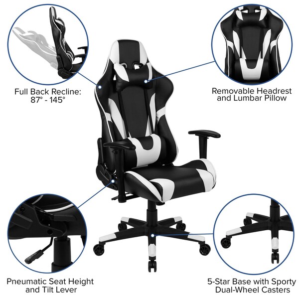 Flash Furniture Black LeatherSoft Gaming Chair with Reclining Back - CH-187230-1-BK-GG
