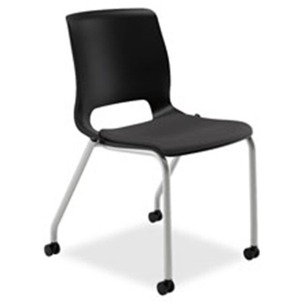 The Hon Co HONMG201CU10 4-Leg Stack Chair- 23 in. x 21 in. x 32.25 in.- Onyx-Black - HMG2.N.A.ON.CU10.PLAT
