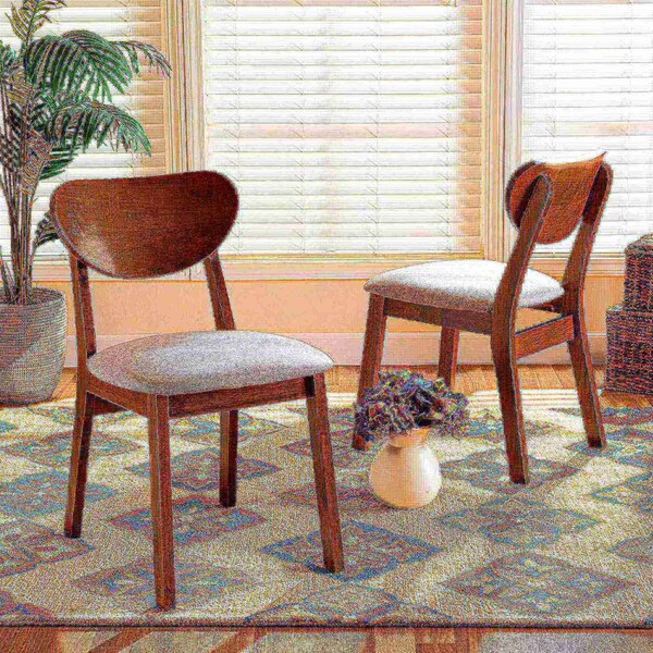 Baxton Studio Damara Mid-Century Modern Grey Fabric and Walnut Brown Finished Wood 2-Piece Dining Chair Set - 183-11645-ZORO