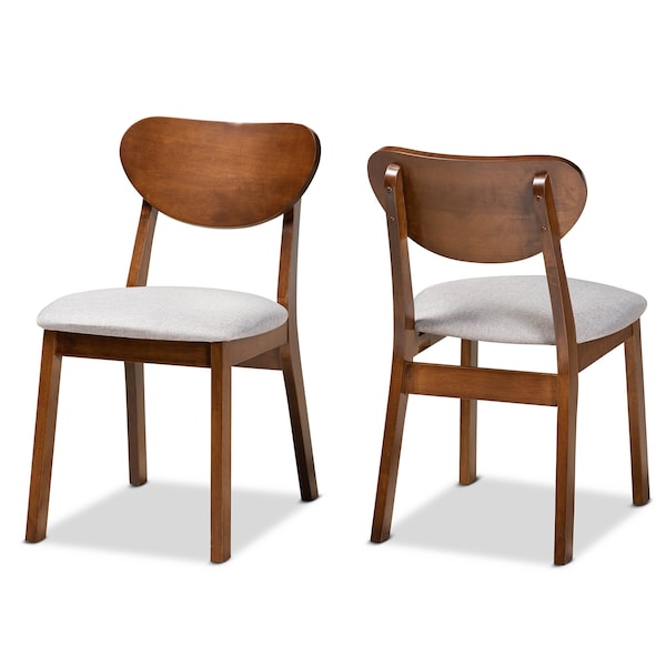 Baxton Studio Damara Mid-Century Modern Grey Fabric and Walnut Brown Finished Wood 2-Piece Dining Chair Set - 183-11645-ZORO