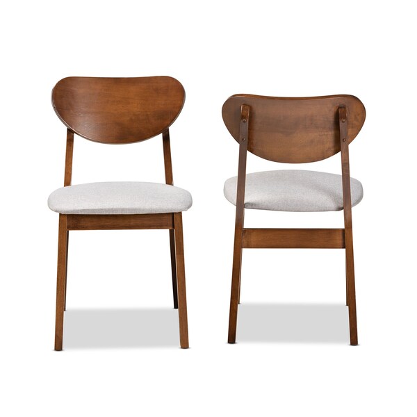 Baxton Studio Damara Mid-Century Modern Grey Fabric and Walnut Brown Finished Wood 2-Piece Dining Chair Set - 183-11645-ZORO