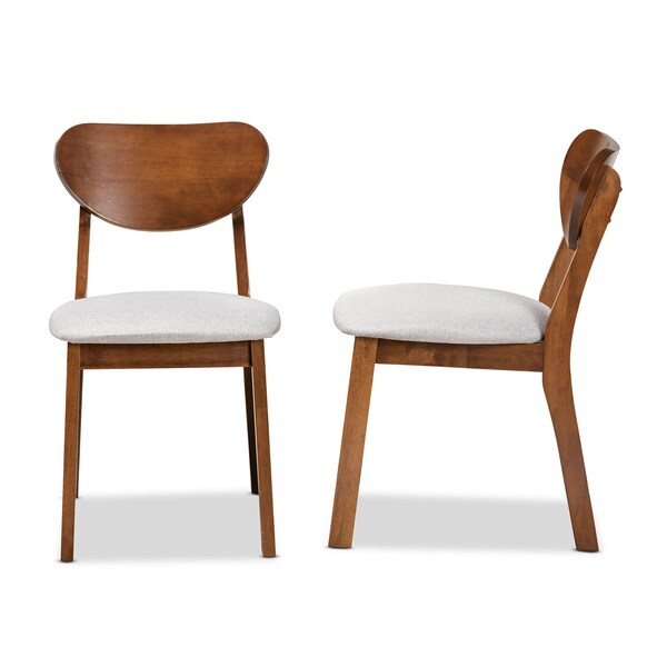Baxton Studio Damara Mid-Century Modern Grey Fabric and Walnut Brown Finished Wood 2-Piece Dining Chair Set - 183-11645-ZORO