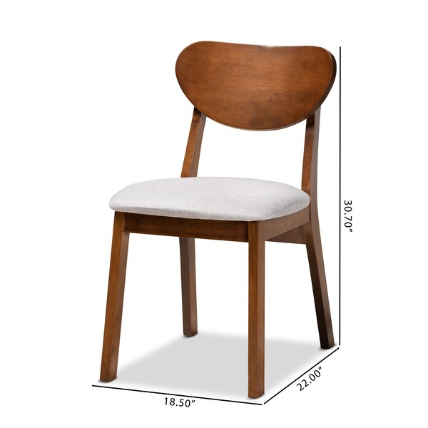 Baxton Studio Damara Mid-Century Modern Grey Fabric and Walnut Brown Finished Wood 2-Piece Dining Chair Set - 183-11645-ZORO