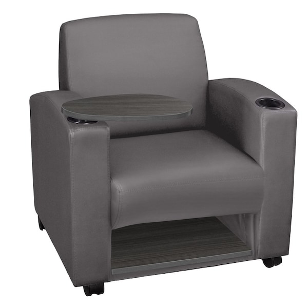 Regency Armchairs, Grey Seat, 31 W 29 L 33 H, Wood, Vinyl Seat - 7701AGGY