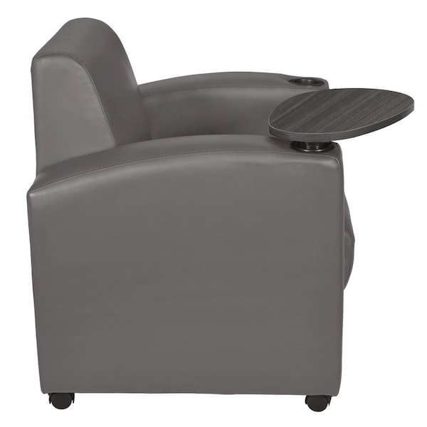 Regency Armchairs, Grey Seat, 31 W 29 L 33 H, Wood, Vinyl Seat - 7701AGGY