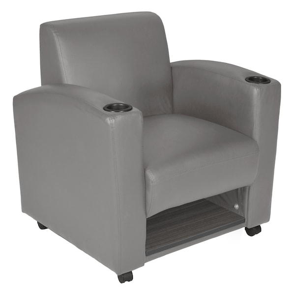 Regency Armchairs, Grey Seat, 31 W 29 L 33 H, Wood, Vinyl Seat - 7701AGGY
