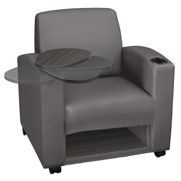 Regency Armchairs, Grey Seat, 31 W 29 L 33 H, Wood, Vinyl Seat - 7701AGGY