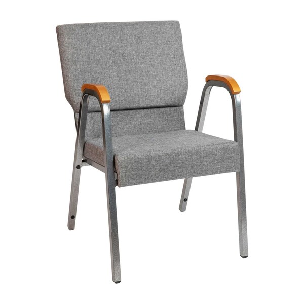Flash Furniture Gray Fabric Stackable Church Chair with Arms - XU-DG-60156-GY-GG