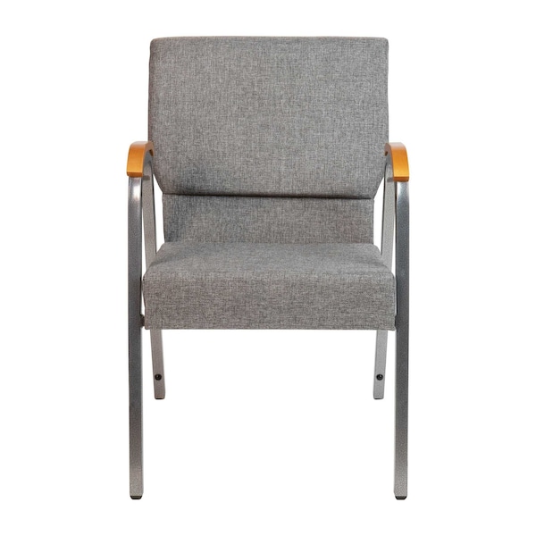 Flash Furniture Gray Fabric Stackable Church Chair with Arms - XU-DG-60156-GY-GG