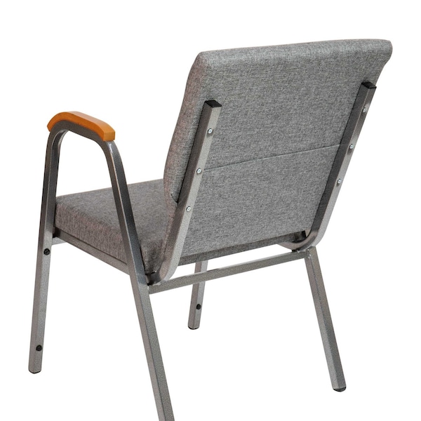Flash Furniture Gray Fabric Stackable Church Chair with Arms - XU-DG-60156-GY-GG