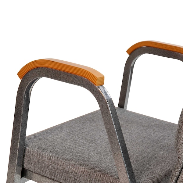 Flash Furniture Gray Fabric Stackable Church Chair with Arms - XU-DG-60156-GY-GG