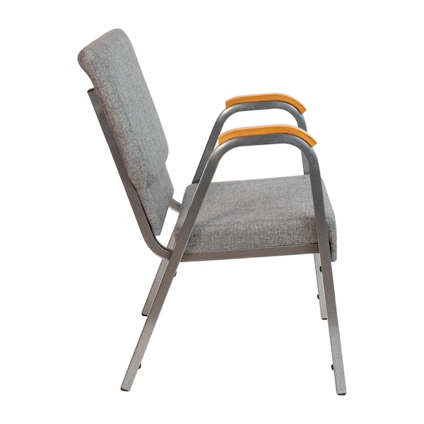 Flash Furniture Gray Fabric Stackable Church Chair with Arms - XU-DG-60156-GY-GG