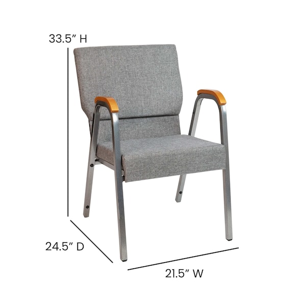 Flash Furniture Gray Fabric Stackable Church Chair with Arms - XU-DG-60156-GY-GG