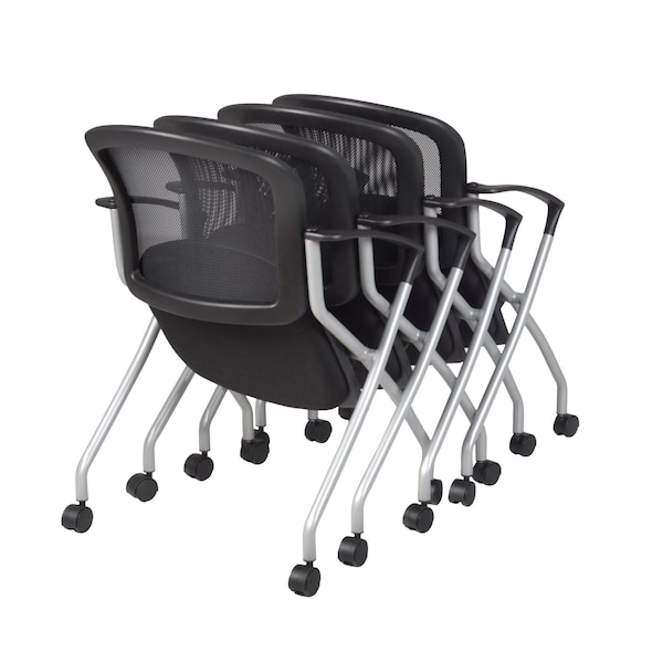 Regency Desk Chair, Fabric, 18" Height, Fixed Arms, Silver, Black - 2309BK4PK