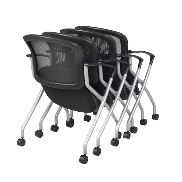 Regency Desk Chair, Fabric, 18" Height, Fixed Arms, Silver, Black - 2309BK4PK