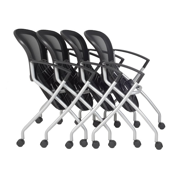 Regency Desk Chair, Fabric, 18" Height, Fixed Arms, Silver, Black - 2309BK4PK