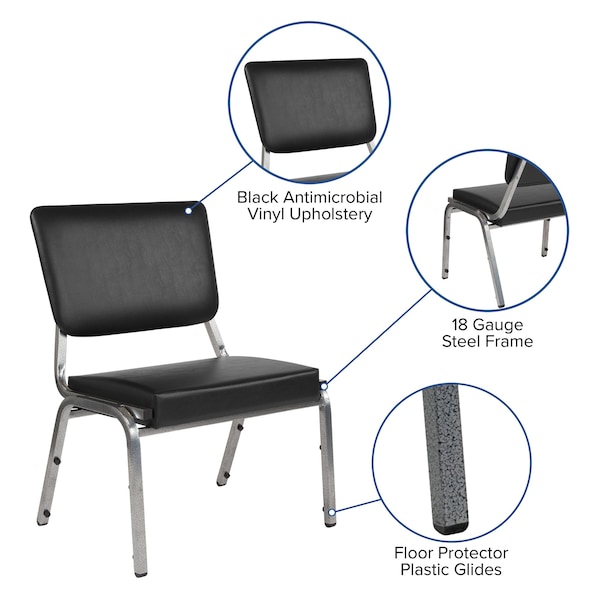 Flash Furniture Hercules Medical Waiting Room Chair, Black Back, 26-1/2 in W 23-1/2" L 34" H, Vinyl Seat - XU-DG-60442-660-2-BV-GG
