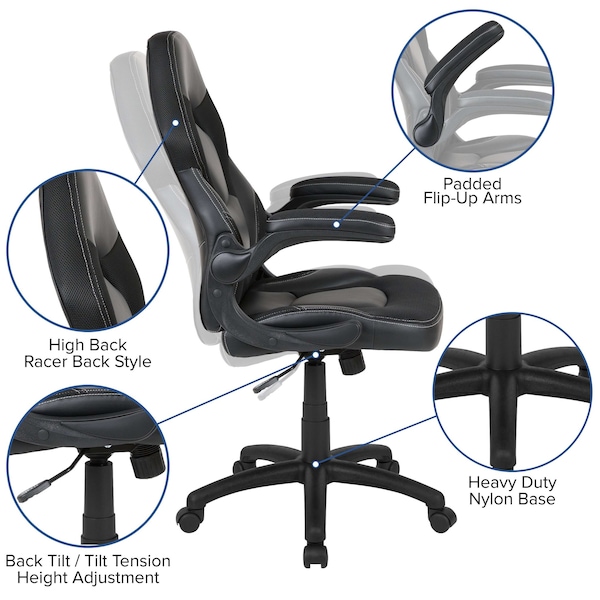 Flash Furniture Gaming Chair, Padded Flip-up, Black - CH-00095-BK-GG