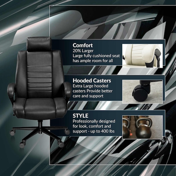 Regency DuraForce Big & Tall Ergonomic Executive Office Chair, 400 lbs Support, Black - DUR001BK