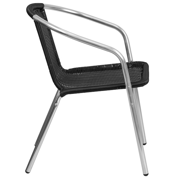 Flash Furniture Contemporary Restaurant Stack Chair, Aluminum and Black Seat, Black Back, 21.75 W 22" L 29 H - TLH-020-BK-GG