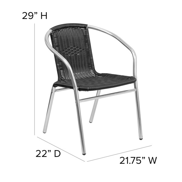 Flash Furniture Contemporary Restaurant Stack Chair, Aluminum and Black Seat, Black Back, 21.75 W 22" L 29 H - TLH-020-BK-GG