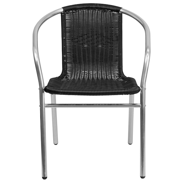 Flash Furniture Contemporary Restaurant Stack Chair, Aluminum and Black Seat, Black Back, 21.75 W 22" L 29 H - TLH-020-BK-GG