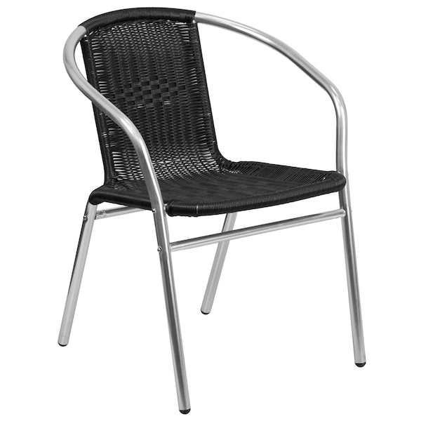 Flash Furniture Contemporary Restaurant Stack Chair, Aluminum and Black Seat, Black Back, 21.75 W 22" L 29 H - TLH-020-BK-GG
