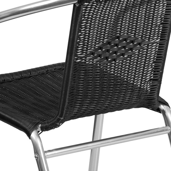 Flash Furniture Contemporary Restaurant Stack Chair, Aluminum and Black Seat, Black Back, 21.75 W 22" L 29 H - TLH-020-BK-GG