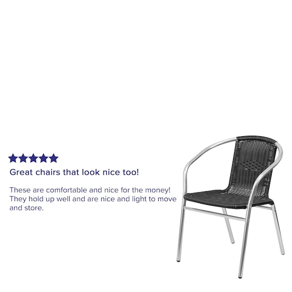 Flash Furniture Contemporary Restaurant Stack Chair, Aluminum and Black Seat, Black Back, 21.75 W 22" L 29 H - TLH-020-BK-GG