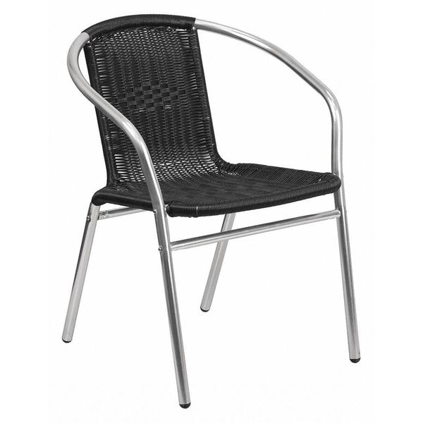 Flash Furniture Contemporary Restaurant Stack Chair, Aluminum and Black Seat, Black Back, 21.75 W 22" L 29 H - TLH-020-BK-GG