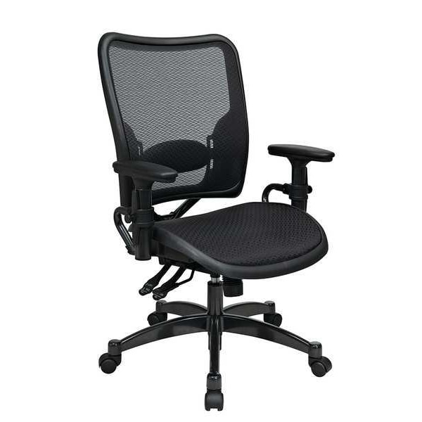 Office Star Managerial Chair Managers Chair, Adjustable Arms, 18-1/4" to 22-1/2" Height, Mesh, Black - 6236